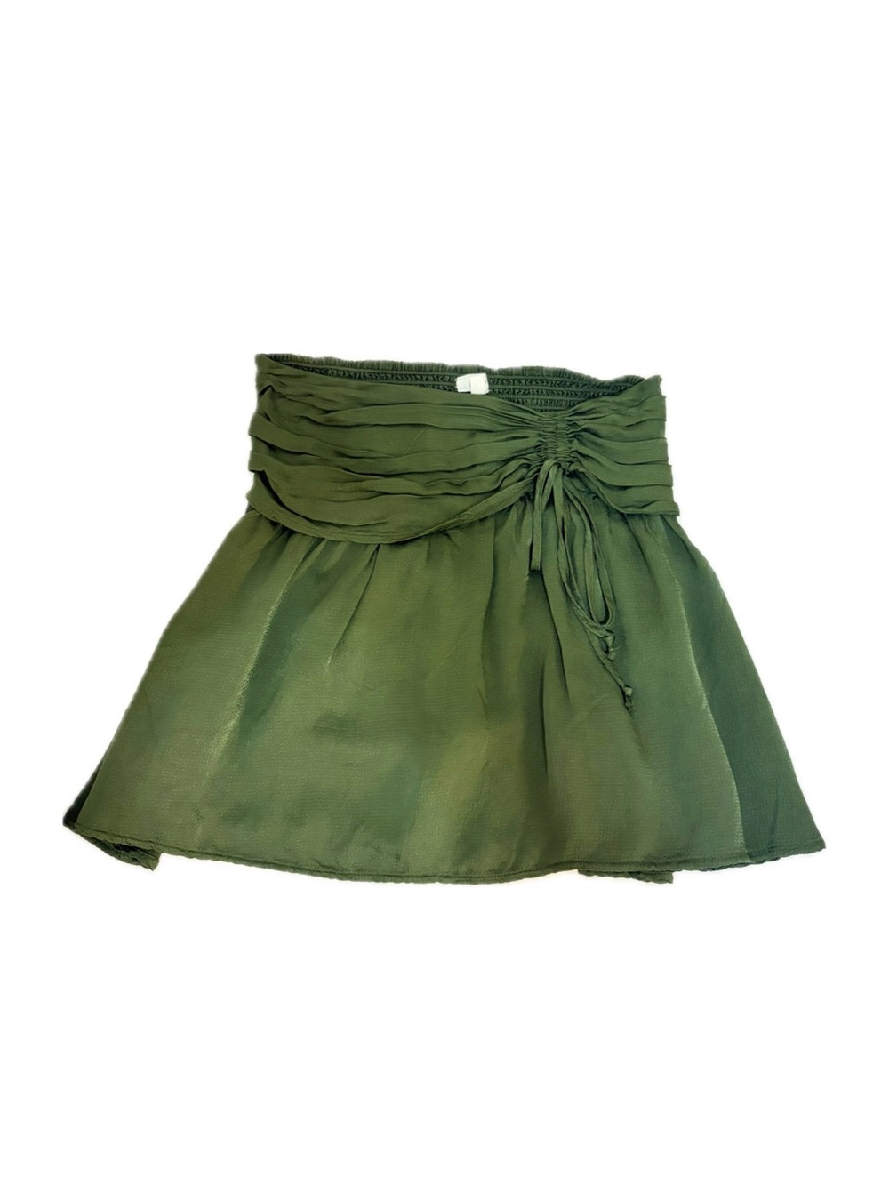 aerie Olive Green High-Waist Mini Skirt with Ruched Tie